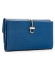 Cobalt Ladies Tall Leather Purse With Brass Clasp 8 CC