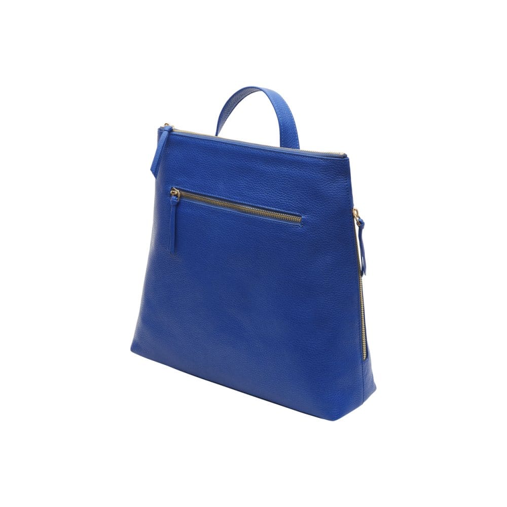 Leather 13" laptop backpack, cobalt, side