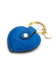 Leather heart shaped key ring, cobalt, back