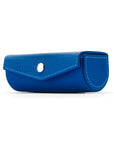 Leather lipstick case. cobalt, front