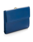 Leather purse with brass clasp, cobalt, back