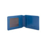 Leather travel card wallet, cobalt, open