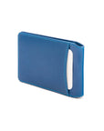 Leather travel card wallet, cobalt, back