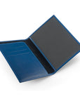 Luxury leather passport cover, cobalt, open