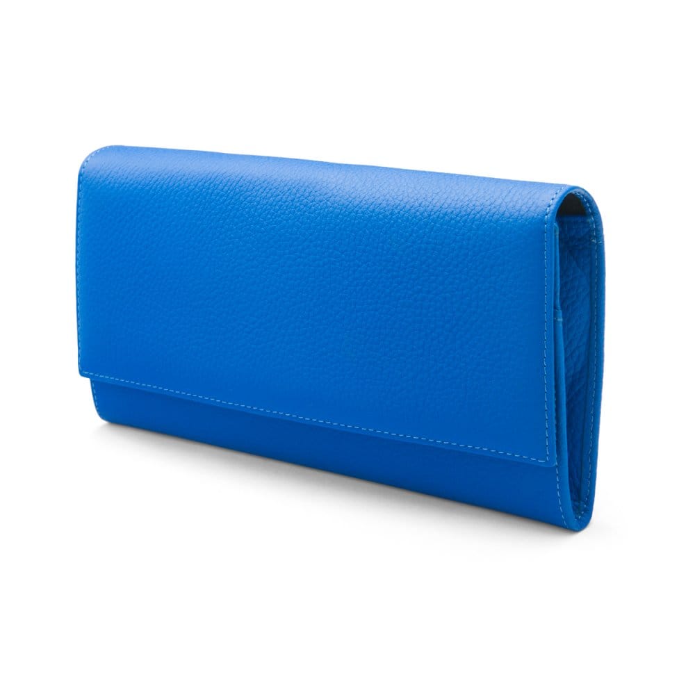 Luxury leather travel wallet, cobalt, side