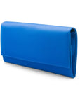 Luxury leather travel wallet, cobalt, side