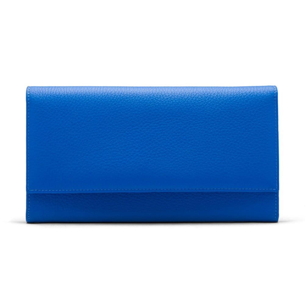 Luxury leather travel wallet, cobalt, front