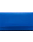 Luxury leather travel wallet, cobalt, front