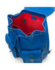 Leather backpack with pockets, cobalt, inside