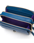 Compact crossbody bag, cobalt saffiano, inside