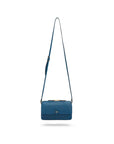 Compact crossbody bag, cobalt saffiano, with shoulder strap