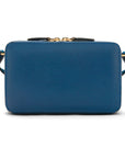 Compact crossbody bag, cobalt saffiano, back