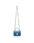 Ostrich leather Betty bag with top handle, cobalt ostrich, with long strap