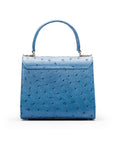 Mini ostrich leather Morgan Bag, top handle bag, cobalt, back