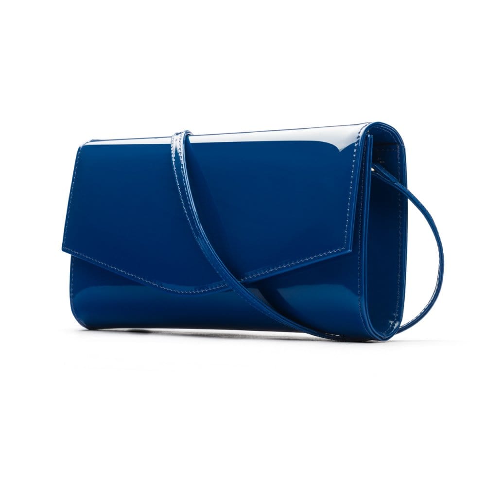 Dark navy patent clutch on sale bag