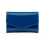 Small leather concertina purse, cobalt patent, front