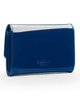 Small leather concertina purse, cobalt patent, back