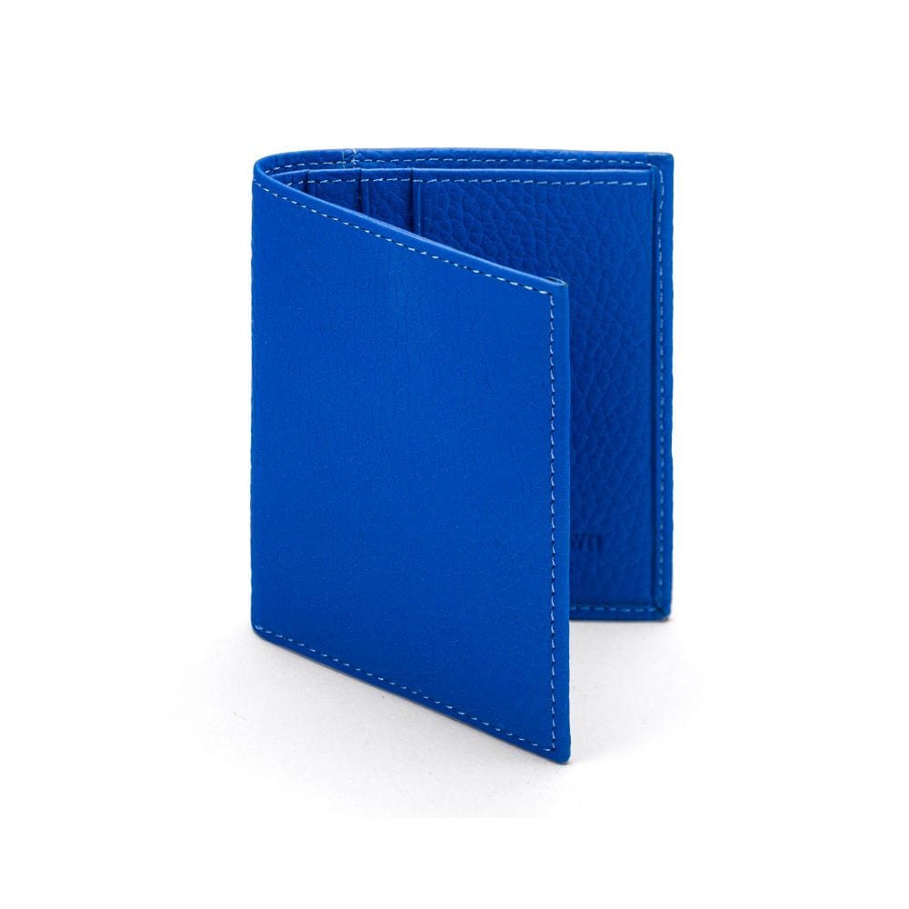 RFID leather wallet with 4 CC, cobalt, front