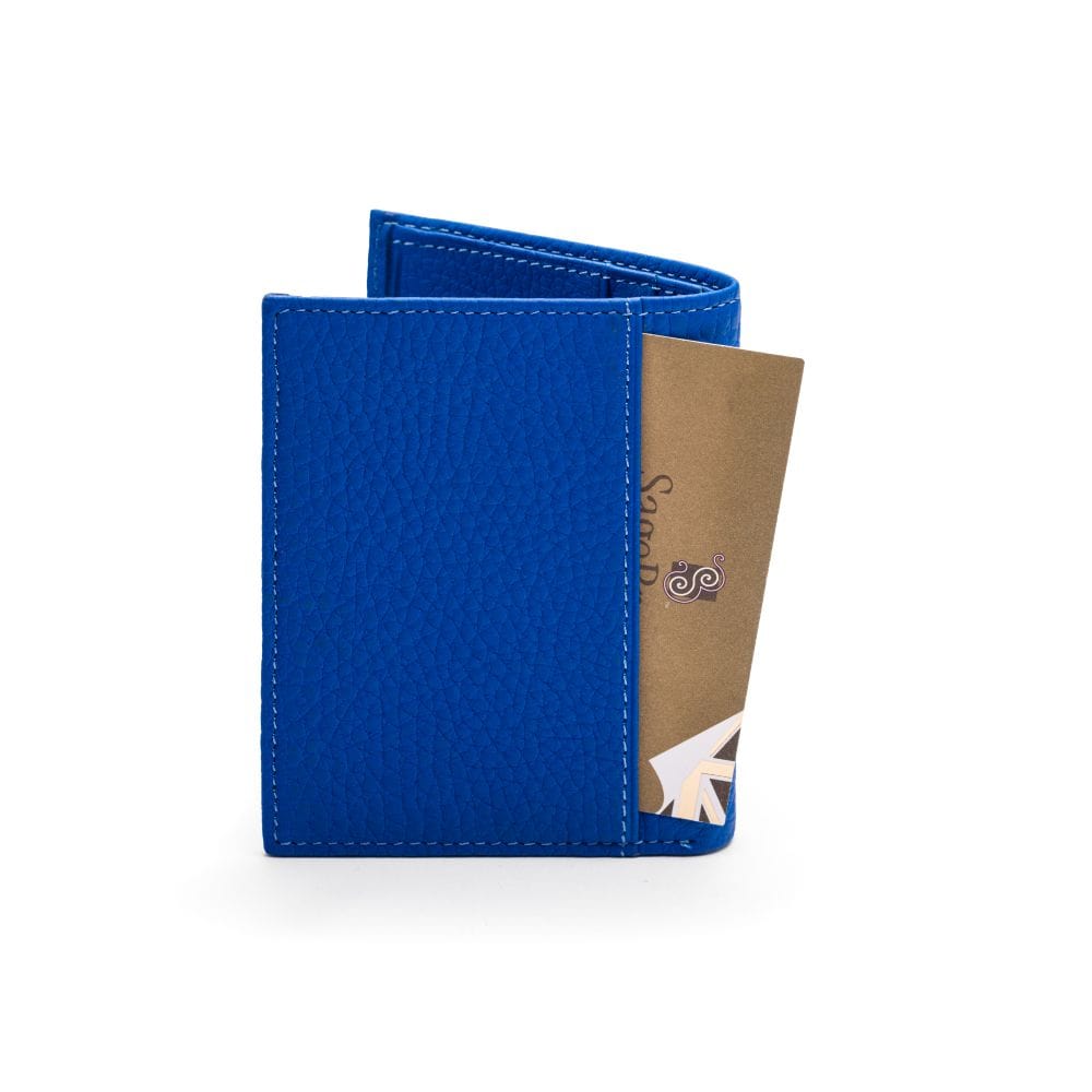 RFID leather wallet with 4 CC, cobalt, back