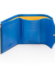 RFID blocking leather envelope purse, cobalt, inside