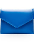 RFID blocking leather envelope purse, cobalt, front