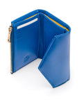 RFID blocking leather envelope purse, cobalt, interior