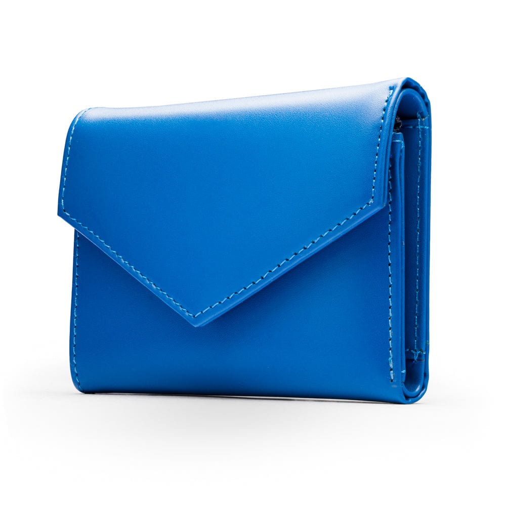 RFID blocking leather envelope purse, cobalt, side