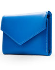 RFID blocking leather envelope purse, cobalt, side