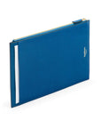 Leather travel document and currency case, cobalt, back