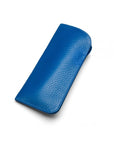 Small leather glasses case, cobalt, front