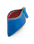 Small leather makeup bag, cobalt, inside