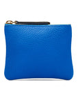 Small leather makeup bag, cobalt, front