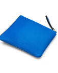 Small leather makeup bag, cobalt, back