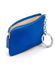 Small leather zip coin purse, cobalt, back