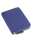 Small leather zip around coin purse, cobalt, front