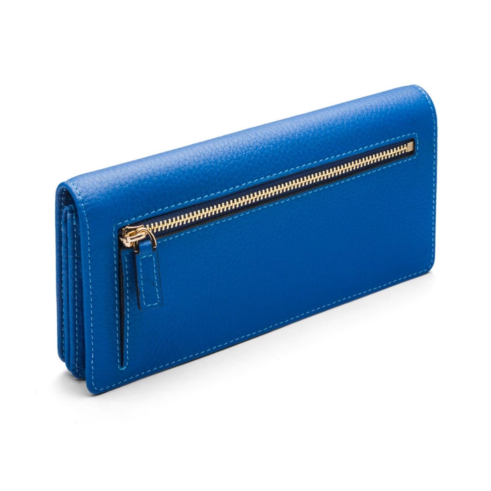 Tall leather Trinity purse, cobalt, back