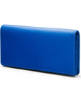 Tall leather Trinity purse, cobalt, front