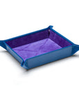 Leather valet tray, cobalt with purple