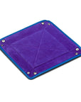 Leather valet tray, cobalt with purple, flat