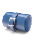 Small leather watch roll, cobalt, front