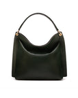 Carol Ann slouchy leather shoulder bag, green, front