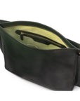 Carol Ann slouchy leather shoulder bag, green, inside