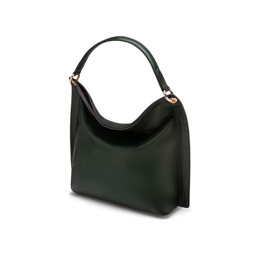 Carol Ann slouchy leather shoulder bag, green, side