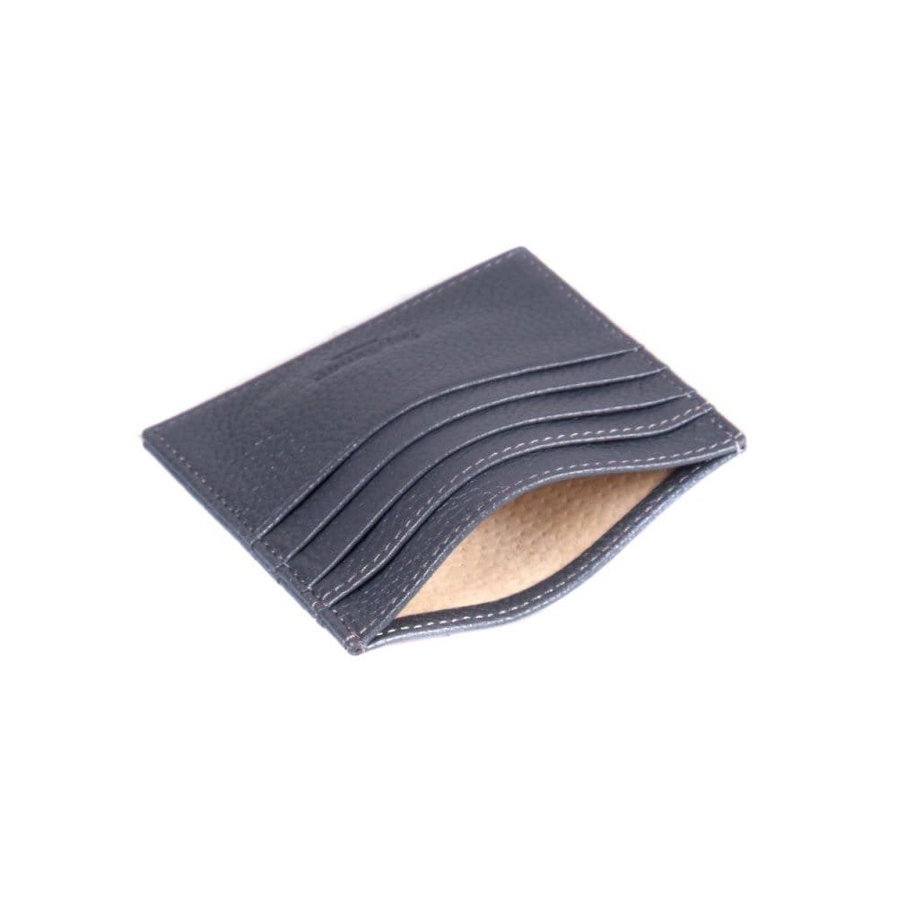Dark Grey Full Grain Flat Leather 8 Credit Card Wallet
