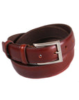 Men's leather skinny belt, dark tan