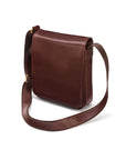 Leather A4 messenger bag, dark tan, side