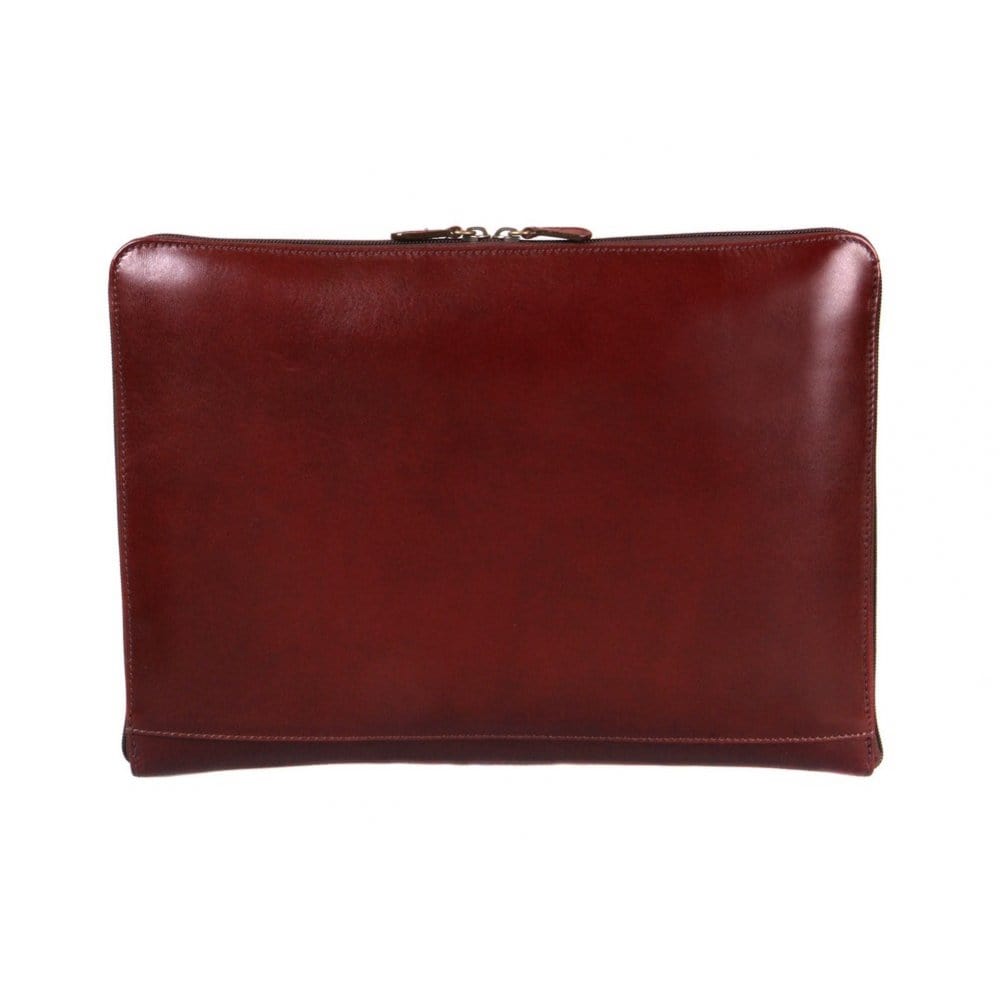 Leather A4 document case, dark tan