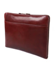 Leather A4 document case, dark tan, front