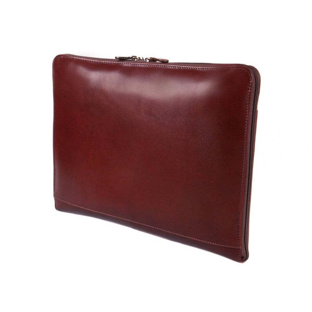 Leather A4 document case, dark tan, back