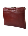 Leather A4 document case with retractable handles, dark tan, back